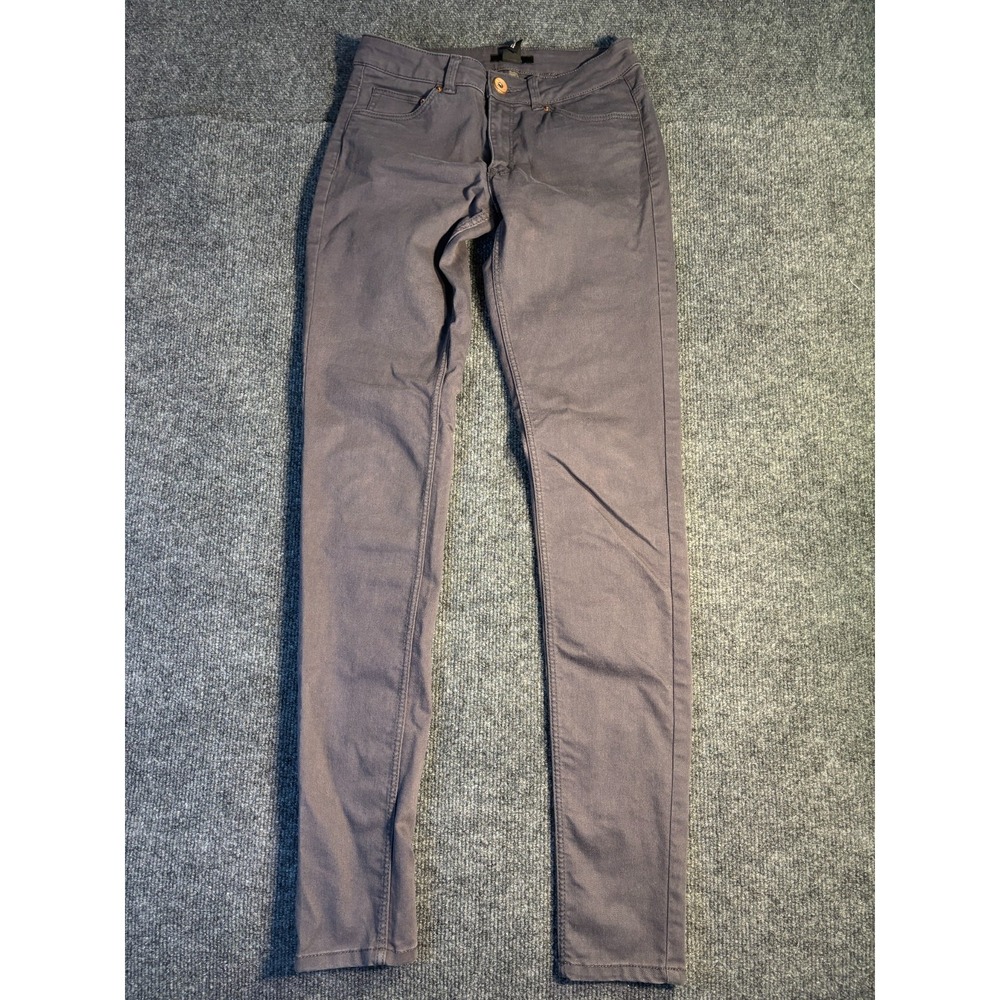 H&M Skinny Jeans Womens Size 6 Gray Denim Stretch‎ Low Rise Dark Wash Flat Front - Picture 2 of 10